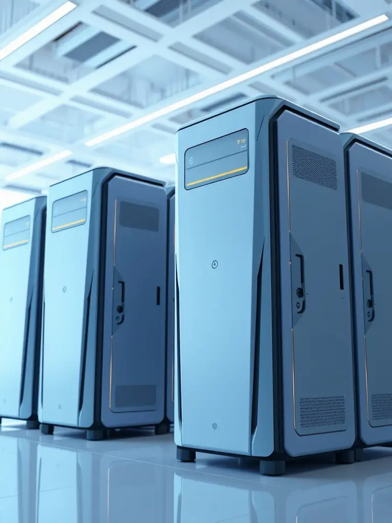 High-performance AI servers in a sleek, modern setting.
